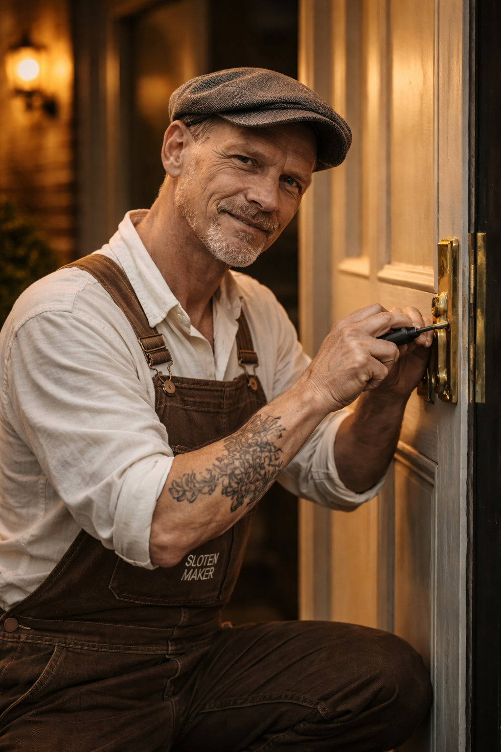 slotenmaker plaatst nieuw slot in voordeur